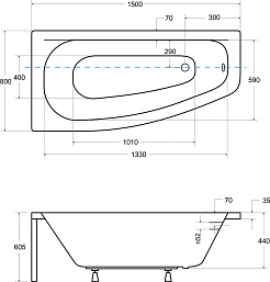 Besco Акриловая ванна Luna 150x80 L – фотография-5